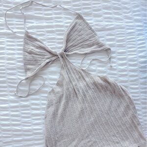 PrettyLittleThing Beige Knit Halter Dress
